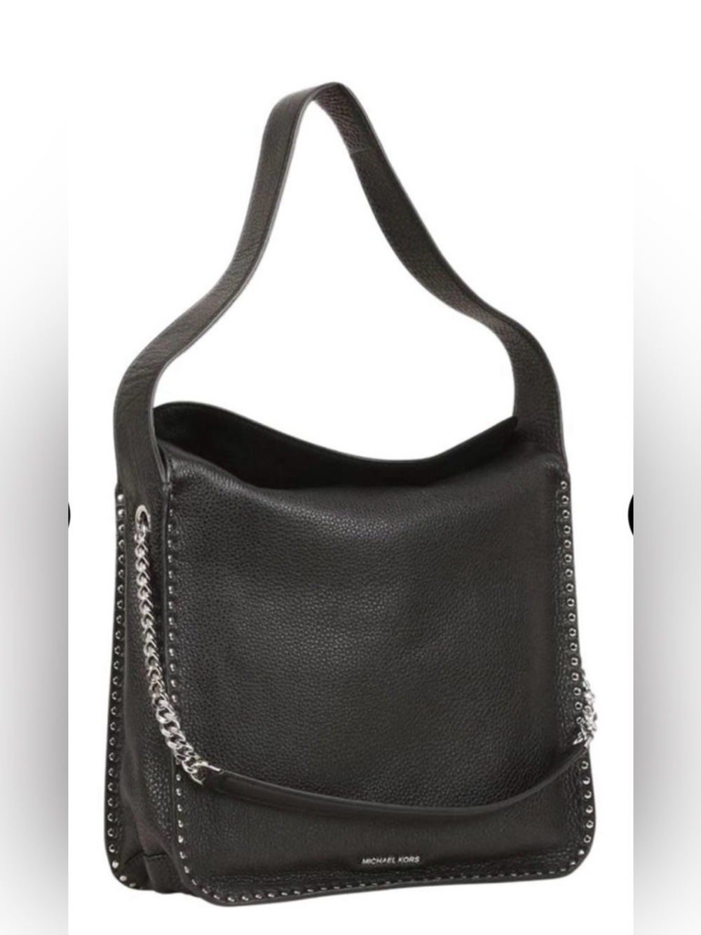 Michael Kors Astor Large Black Leather Studded Slouchy Relaxed Hobo Shoulder Bag